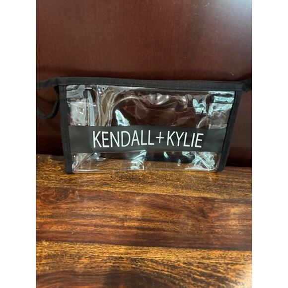 Kendall + Kylie Clear PVC Cosmetic Makeup Bag Toiletry Pouch Black Trim - Picture 3 of 6